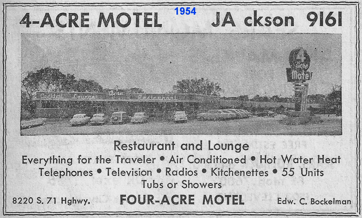 4-Acre Motel display ad, Dec 1954 Telephone Directory