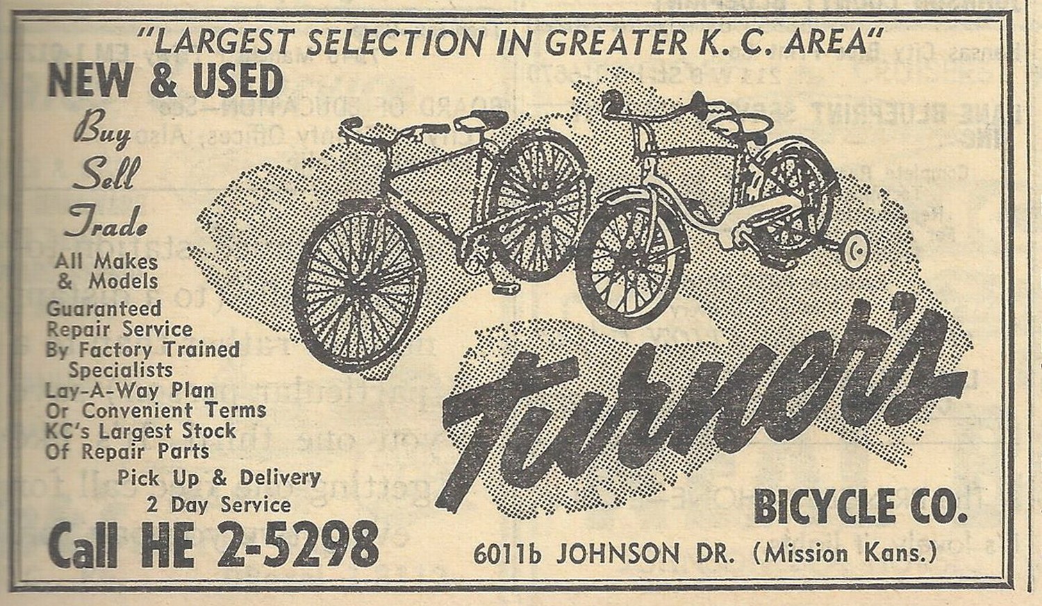 mini-Turner_s Bicycle Co ad 1962 KC Yellow pages