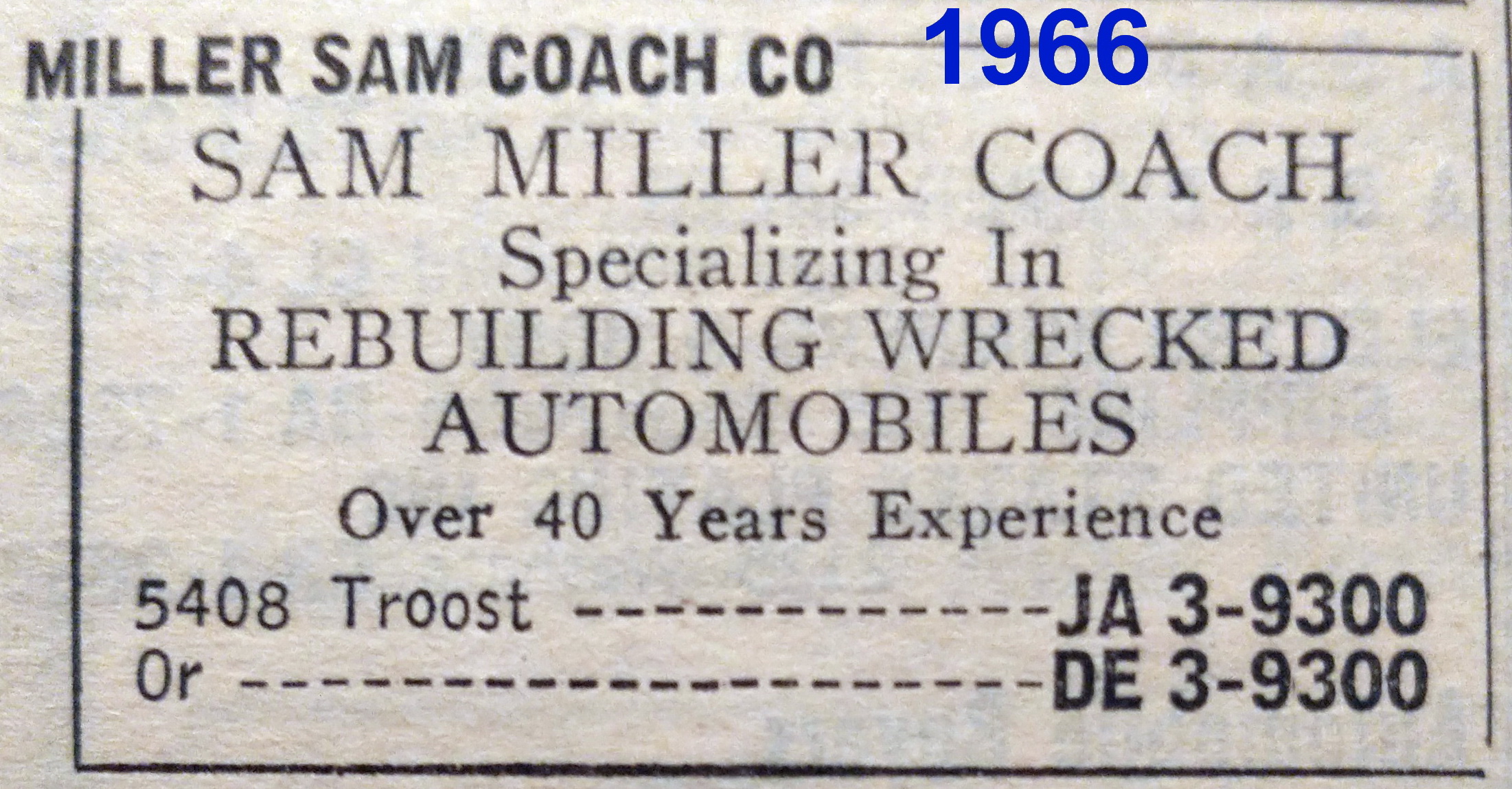 Sam Miller Coach 1966
